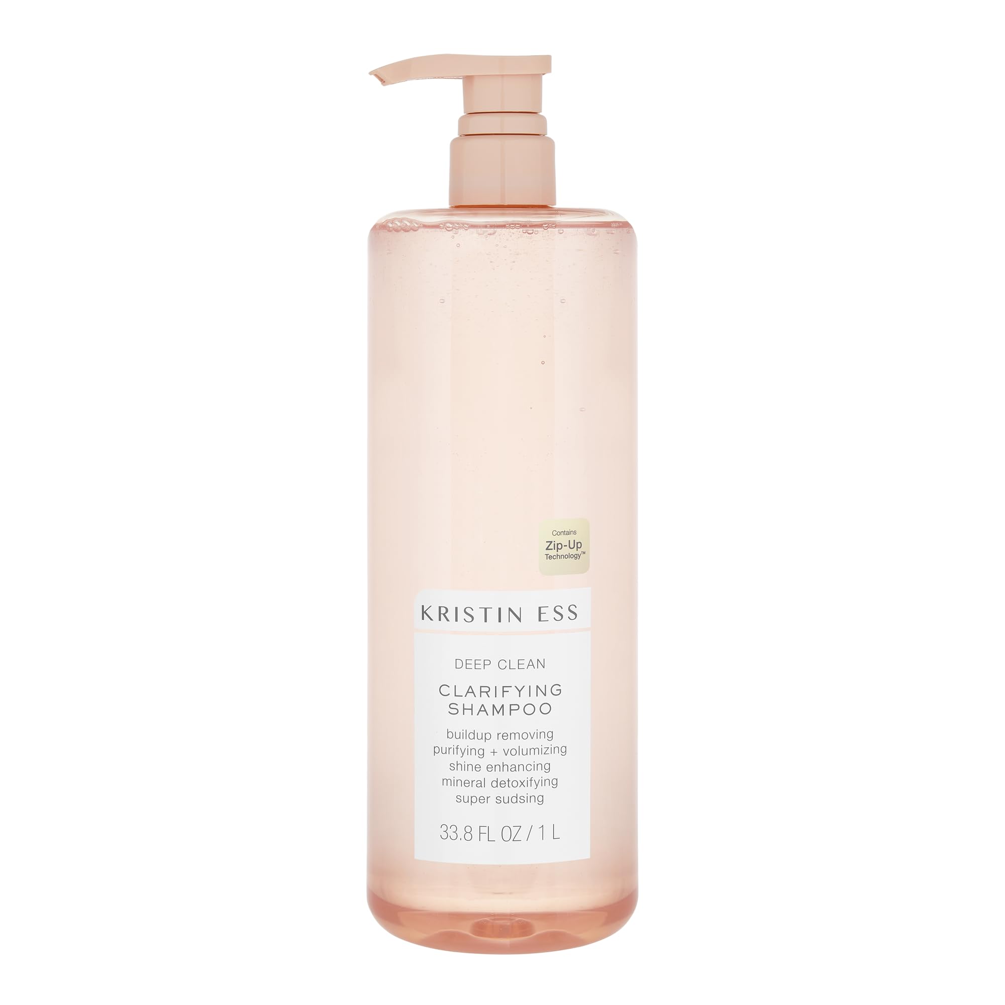 Kristin Ess Deep Clean Clarifying Shampoo - Removes Build Up, Dirt, & Hard Water for Oily Hair, Purifying, Cleansing, Volumizing - Product for Thick, Curly + Color Treated Hair - 1 Liter with Pump